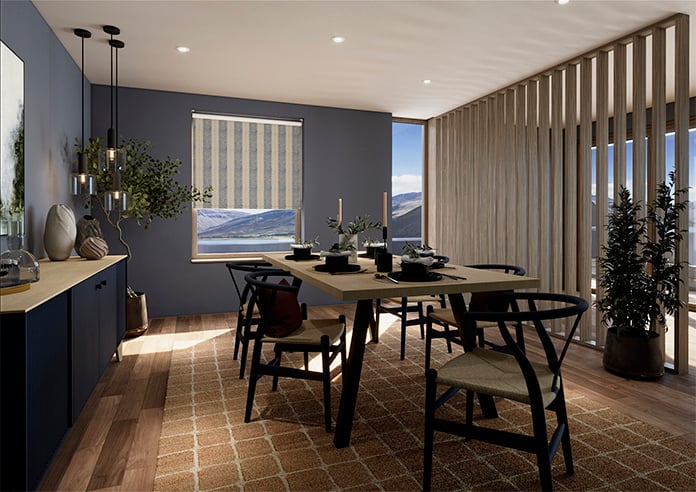 Land & Shore Fintra Stripe (Blackout), Blue Red - Roller Blind - Image 7